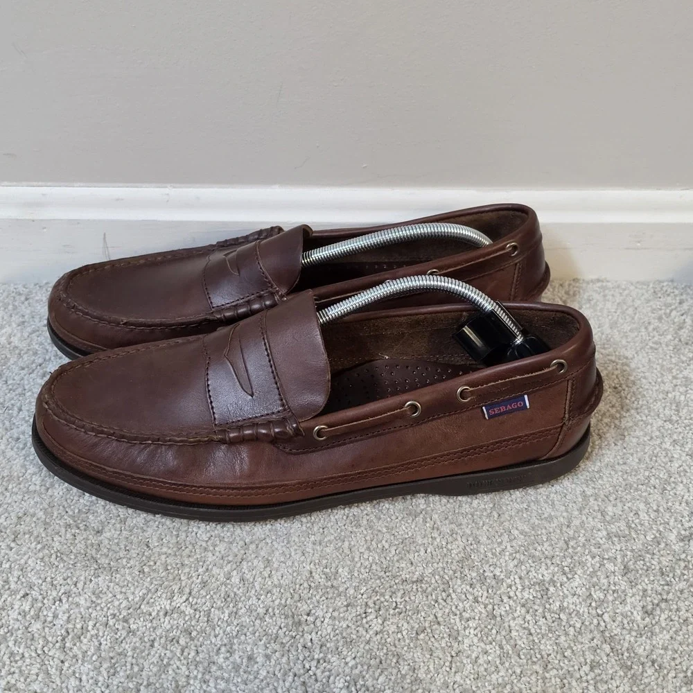 Sebago Sloop FGL Waxed Men's Moccasin Boat Shoe 70002B0/925 Brown Gum NEW Sz 12